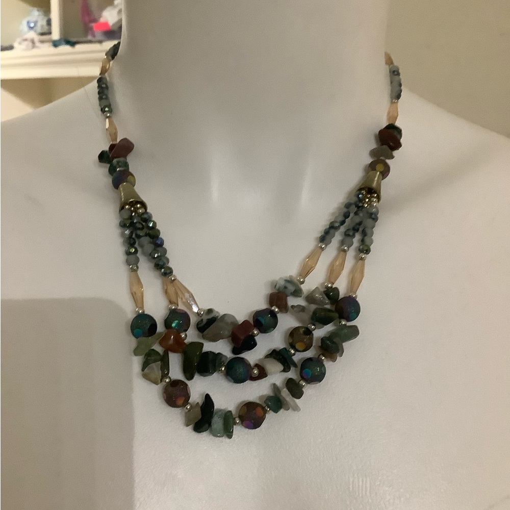 Purple multi color necklace bead unique